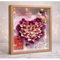 愛心鈔票花相框｜香皂玫瑰永生花｜情人節生日送禮首選｜有錢花客製禮物